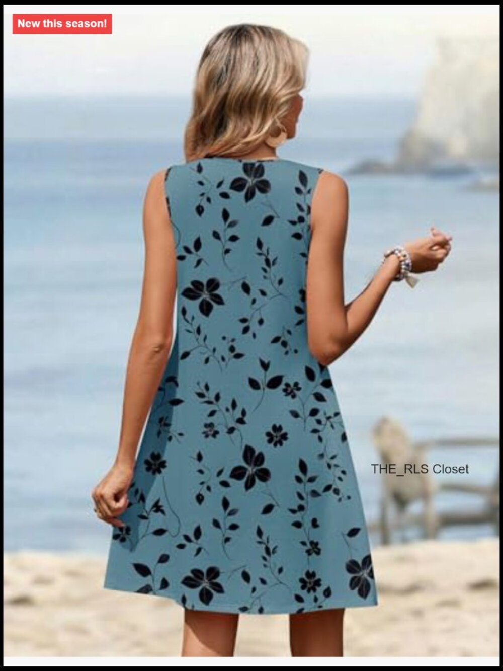 Sleeveless V-Neck Pleated Tank Dress with Pockets - Picture 5 of 7